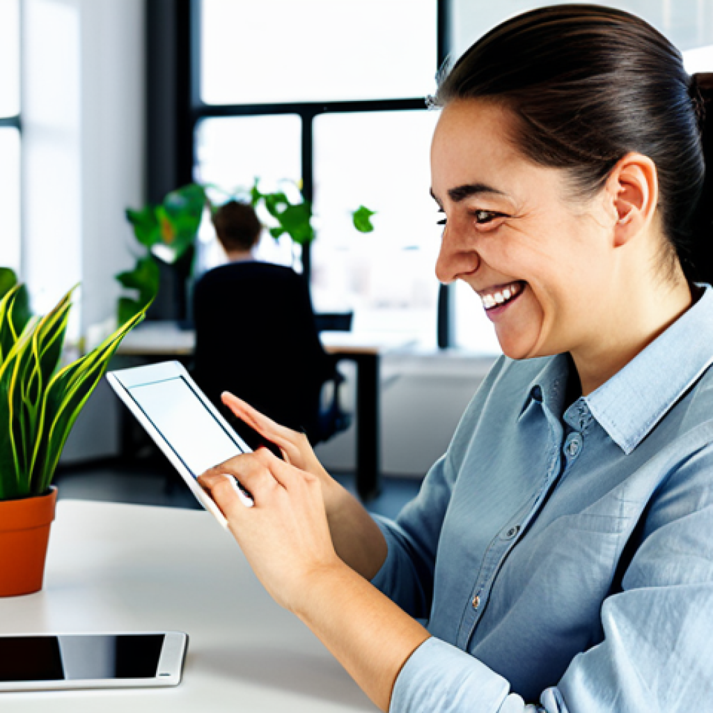 **

"A professional graphic designer, fully clothed in modest office attire, working on a digital tablet in a bright, modern co-working space. She is smiling slightly, focused on her work. Background includes plants and other designers collaborating. Perfect anatomy, well-formed hands, proper finger count, natural proportions, professional, safe for work, appropriate content, fully clothed, family-friendly, high quality, natural pose."

**